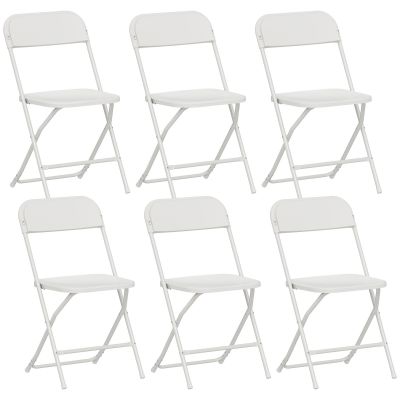 Set de 6 Scaune Pliabile din PP cu Orificii de Drenaj, Scaune Economice Portabile din Otel, Scaun Pliabil pentru Interior, Casa, Birou, Bucatarie,