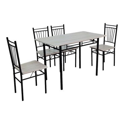 Set dining cu masă și 4 scaune Roza, și metal, Stejar, 120x65x75 cm
