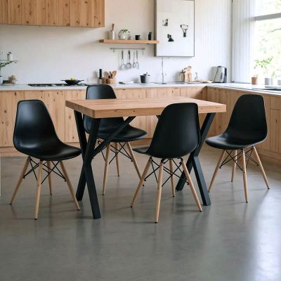 Set masă cu scaune Julita, Lemn/Metal, Masă 110x70x75 cm, 5 piese