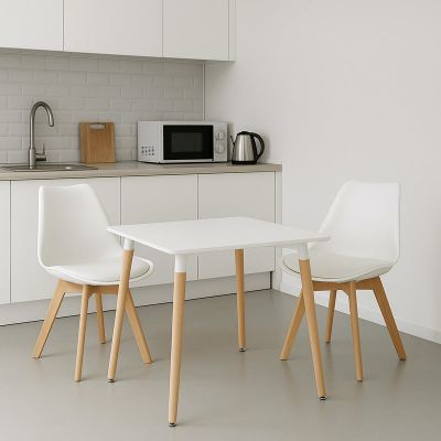 Set masă de sufragerie cu scaune Natali-Gaston, Lemn, 80x80x76 cm