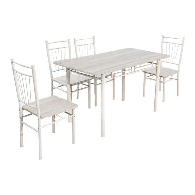 Set masă dining 5 piese cu masă și scaune Roza, și metal, Stejar, 120x65x75 cm