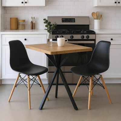 Set masă și scaune Julita cu funcție dining, Prestone, lemn și metal, 70x70x75 cm