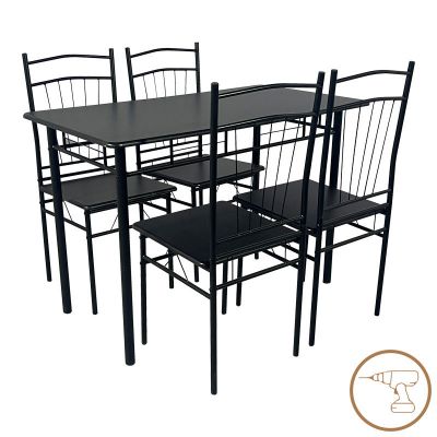 Set masa si scaune 5 piese Reforia Negru 110x60x74 cm