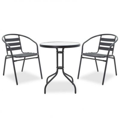 Set Masa si Scaune Gradina Tade-Watson 3 Piese Negru