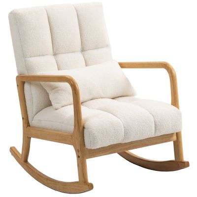 Balansoar 90 -130  cu Perna Lombara din tesatura Sherpa Alba
