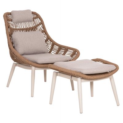 Fotoliu cu taburet VITERBO LOUNGE - Beige