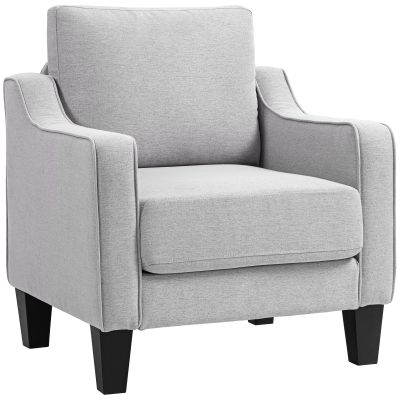 Fotoliu Modern in Material Textil cu Captuseala Groasa si Arcuri impachetate, 77x77x86 cm, Gri