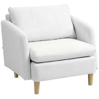 Fotoliu Modern pentru Living din tesatura cu sezut Larg si Gros, Crem