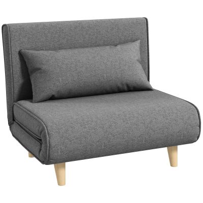 Fotoliu Pat 3 in 1 cu Spatar Reglabil pe 6 Nivele si Perna, Canapea Pat Pliant, 94x78x80 cm, Gri