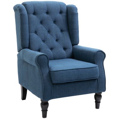 Fotoliu pentru Living in Stil Francez cu sezut Confortabil si Perne, Catifea, 74x86x102 cm, Albastru