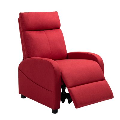 Fotoliu Rabatabil Manual cu Suport pentru Picioare din Material Textil cu Efect de In, 69x85x100 cm, Rosu Vin