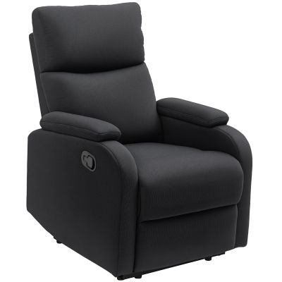 Fotoliu Recliner din In cu Suport Reglabil pentru Picioare, 69x91,5x103 cm, Negru