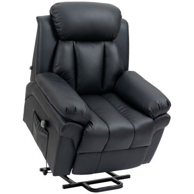 Fotoliu Recliner Electric cu Functie de Ridicare, Tapiterie Groasa si Telecomanda, 96x93x105 cm, Negru