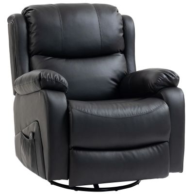 Fotoliu Relax Rabatabil cu 8 Puncte de Masaj, incalzire si Suport pentru Picioare, 87x97X100 cm, Negru