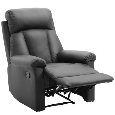Fotoliu Relax Rabatabil cu Captuseala Ergonomica cuTaburet in Piele Ecologica,80   97   107cm Negru