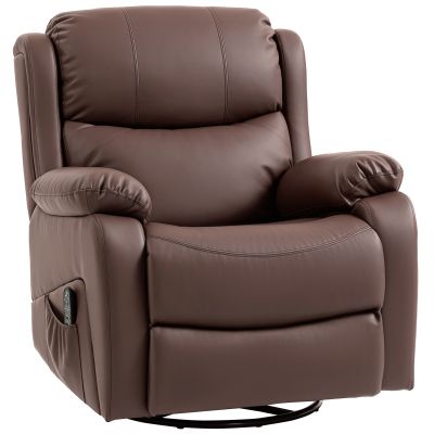 Fotoliu Relax Reclinabil cu 8 Puncte de Masaj, incalzire si Suport pentru Picioare, 87x97x100 cm, Maro