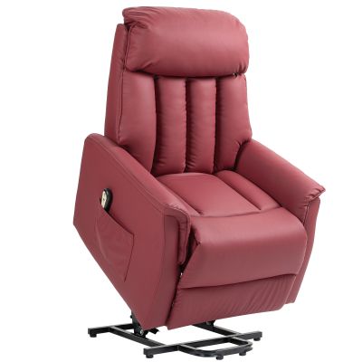 Fotoliu Relax Reclinabil cu Functie de Ridicare Electrica, Telecomanda si Suport pentru Picioare, 80x94x104cm, Rosu