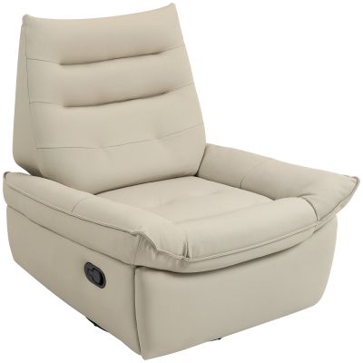 Fotoliu Relax Reclinabil Manual cu Suport pentru Picioare si Baza Rotativa Fara Brate, Crem