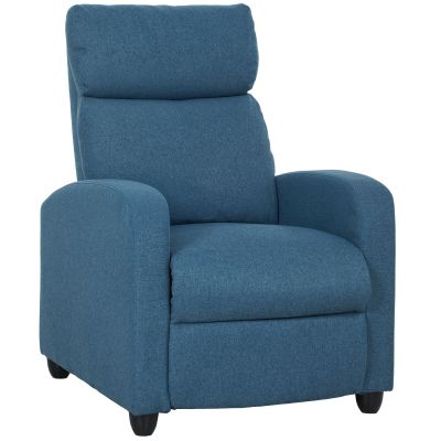 Fotoliu Relax Reclinabil Manual cu Suport pentru Picioare si Tapiterie din tesatura, Albastru