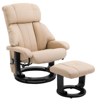 Fotoliu Relax Reclinabil si de Masaj cu Suport pentru Picioare si Telecomanda, 76x80x102 cm Crem