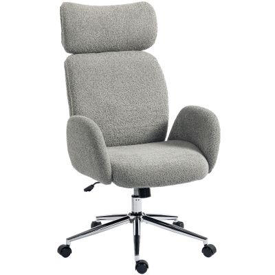 HOMCOM Scaun de birou cu tetieră reglabilă, scaun ergonomic de birou, funcție de înclinare, reglabil pe înălțime, Gri închis | Aosom Romania