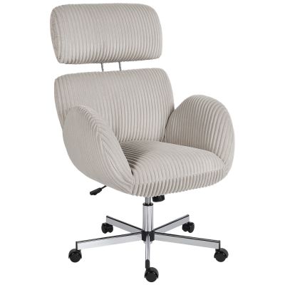 HOMCOM Scaun de birou ergonomic din catifea, fotoliu de birou cu spătar înalt, tetiere și cotiere reglabile, gri | Aosom Romania