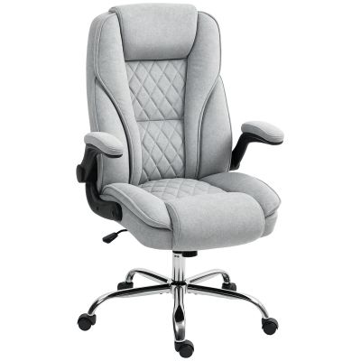 HOMCOM Scaun de birou, scaun birou ergonomic, înălțime reglabilă, brațe rabatabile, 70 x 70 x 114-122 cm, gri | Aosom Romania