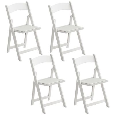 HOMCOM Set de 4 scaune pliabile din rășină și PU, scaune portabile pentru interior și exterior, 45x44x78cm, alb | Aosom Romania