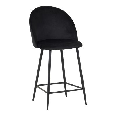 Scaun bar cu funcție reglabilă Perch, Catifea, Metal, Negru, 50x43x99 cm
