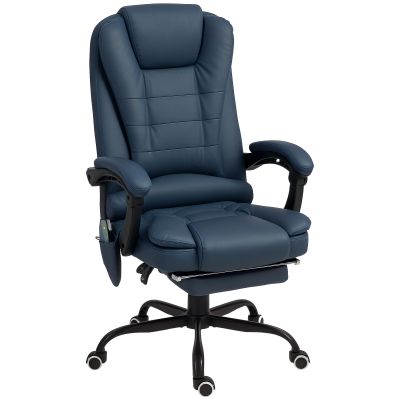 Scaun Birou Ergonomic cu 7 Puncte de Masaj si Suport Picioare Reglabil, Albastru