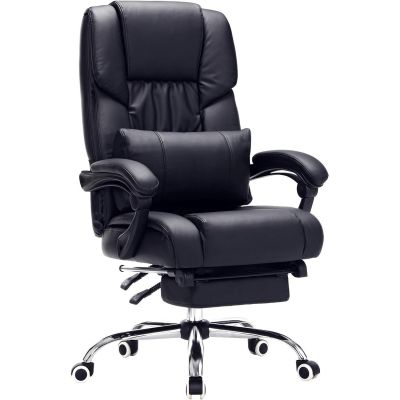 Scaun birou ergonomic, cu suport picioare retractabil, spatar reglabil 135A , maxim 150 kg, 70x70x125 cm, negru