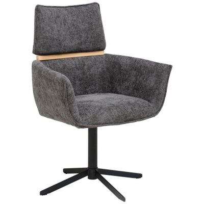 Scaun Cu Brațe din lemn, metal, textil, gri închis