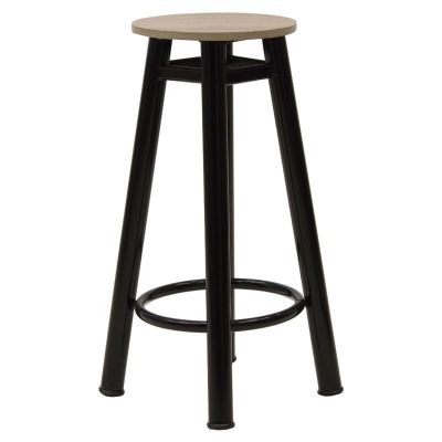 Scaun de bar Onyx stejar lemn - metal negru lucios D33x77cm