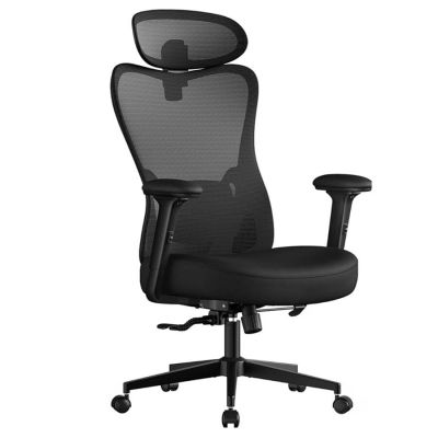 Scaun de birou ergonomic cu tetiera reglabila, suport lombar ajustabil, maxim 150 kg, 70x70x113-130 cm, negru