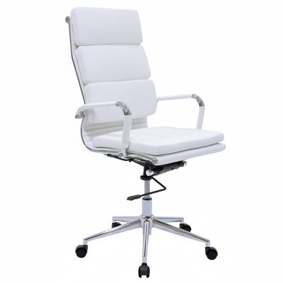 Scaun de birou Manager Tokyo pakoworld cu piele PU alba 55.5x52x108cm Scaun de birou Manager Tokyo pakoworld cu piele PU albă 55.5x52x108cm