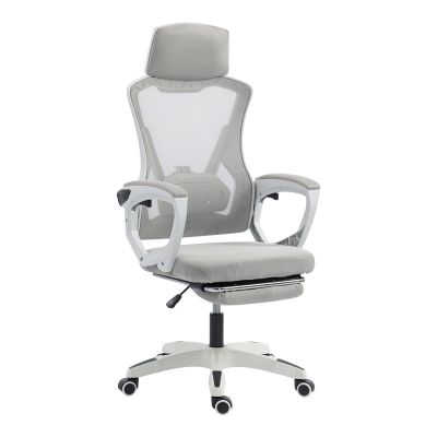 Scaun de birou pentru manager cu bancheta Meton pakoworld alb - plasa gri 48x60x118-128cm Scaun de birou pentru manager cu banchetă Meton pakoworld alb - plasa gri 48x60x118-128cm
