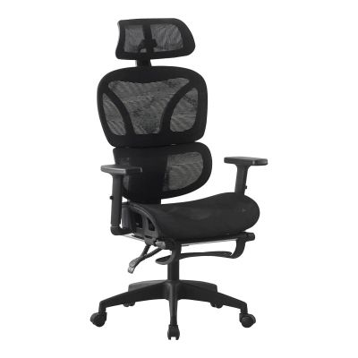 Scaun de birou pentru manager cu suport pentru picioare Corus pakoworld plasa neagra 62x69x125-135cm Scaun de birou pentru manager cu suport pentru picioare Corus pakoworld plasa neagra 62x69x125-135cm