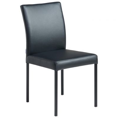 Scaun din metal, piele, negru