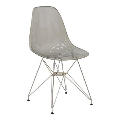 Scaun Model Adelle, Gri transparent/Argintiu, 46x55x81 cm