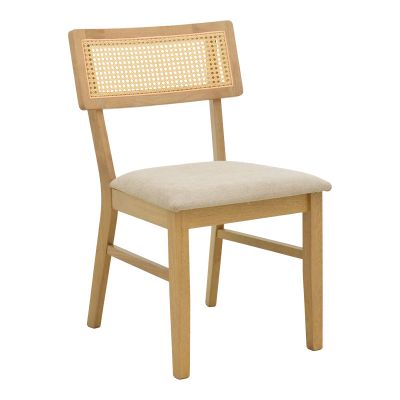 Scaun Raffles, Rubberwood cu rattan și gri-bej, 47x48x83 cm