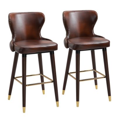 Set 2 scaune bar, stil industrial, 52x53x101cm, maro