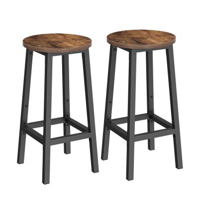 Set 2 scaune de bar, Vasagle, 32x65 cm, PAL/otel, maro rustic/negru