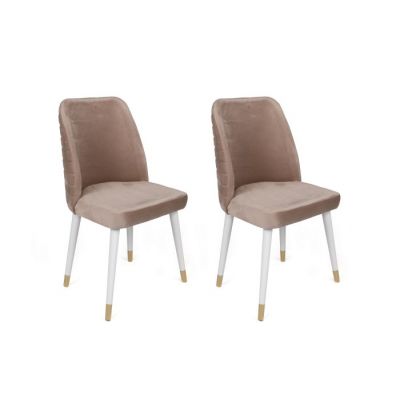 Set 2 scaune HUGO, bej + alb + auriu, 50x49x90 cm