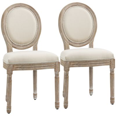 Set 2 Scaune Vintage - Capitontate, Alb, pentru Sufragerie
