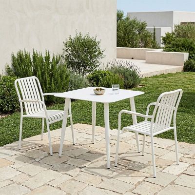 Set 3 bucati masa si scaune gradina, Heven Vista, Alb, 80x80x72 cm