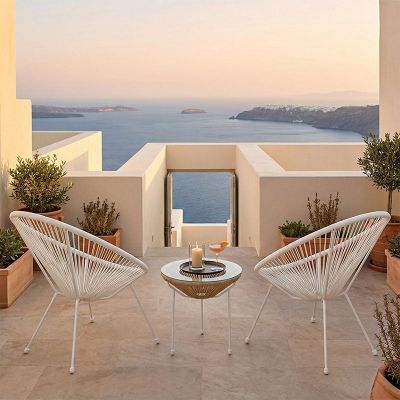 Set 3 bucati masa si scaune gradina V2, Acapulco, Alb, 50x50x52 cm