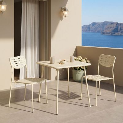 Set 3 masa si scaune gradina, Deraby, Crem, 70x70x73 cm