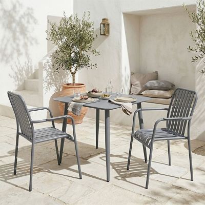 Set 3 masa si scaune gradina, Heven Vista, Antracit, 80x80x72 cm