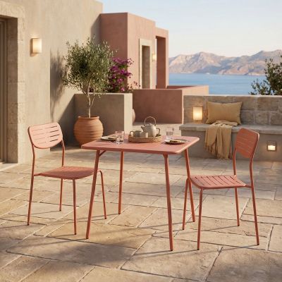 Set 3 piese masa si scaune gradina, Moraja Deraby, Terracotta, 70x70x73 cm