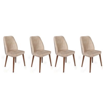 Set 4 scaune ALFA, crem + nuc, 50x49x90 cm